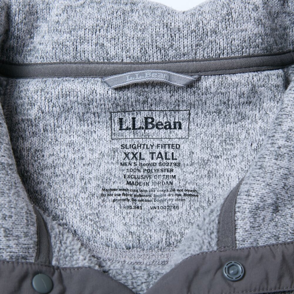 LL Bean 1/4 Snap Sweater Fleece Pullover Men's XXL Tall 2XLT Heather Gray Preppy - Picture 5 of 11